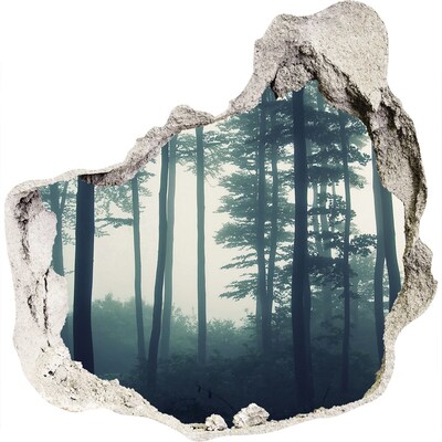 Zelfklevende muursticker 3D gat Mistig boslandschap