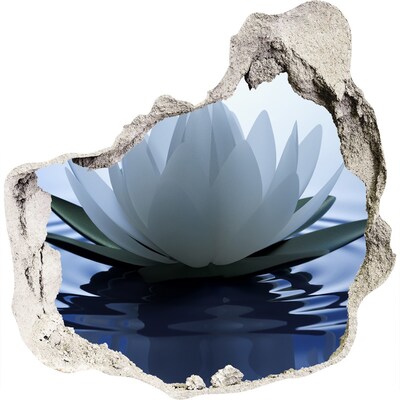 3D wandsticker gat in de muur Lotusbloem op het water