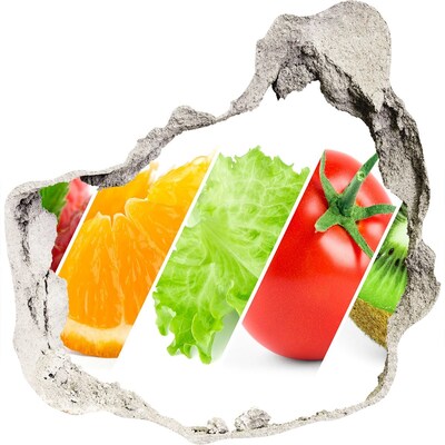 3D muursticker effect gat in de muur Verse smaken uit de natuur