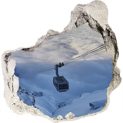 Zelfklevende muursticker 3D gat Kabelbaan hoog boven de wolken