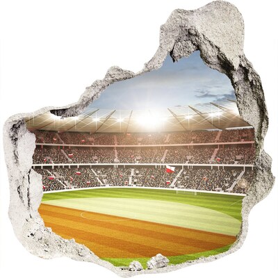 3D muursticker effect gat in de muur Het stadion in actie.