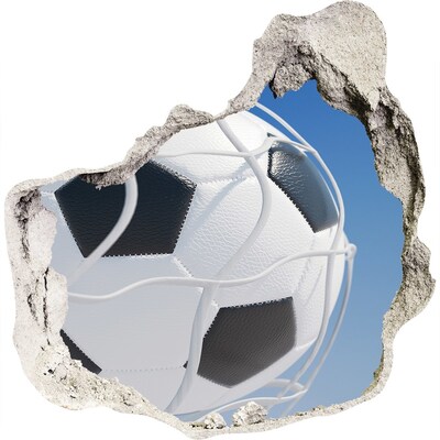 Zelfklevende muursticker 3D gat Voetbal in de lucht