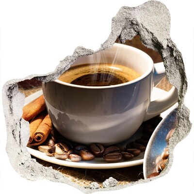 Zelfklevende muursticker 3D gat Koffie met kaneel