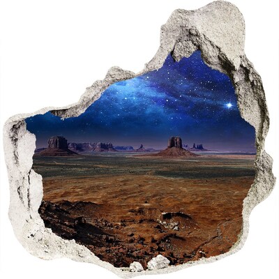 Zelfklevende muursticker 3D gat Ruimtelandschap in Monument Valley
