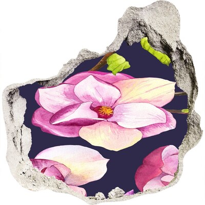 3D wandsticker gat in de muur Bloemmotief in beton