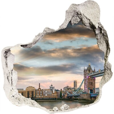 Zelfklevende muursticker 3D gat Tower Bridge in Londen