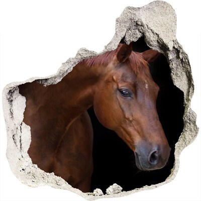 Zelfklevende muursticker 3D gat Een paard in een kapotte muur