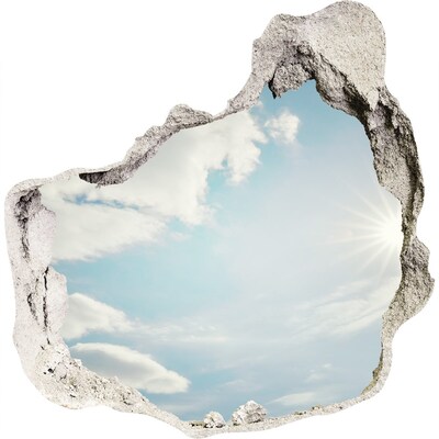 3D wandsticker gat in de muur Hemel met zonnestralen
