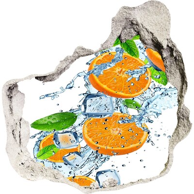 3D muursticker effect gat in de muur Verfrissende citruscocktail