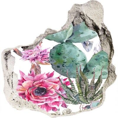 3D wandsticker gat in de muur Een bloemenparadijs achter de muur