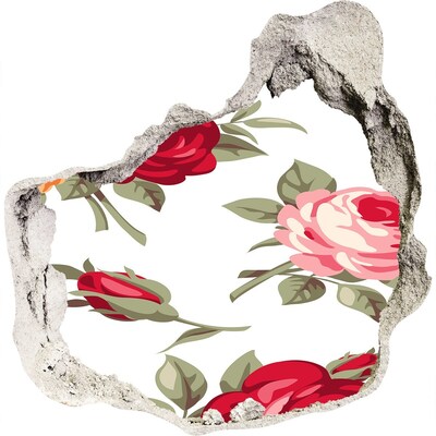 3D muursticker effect gat in de muur Bloemengat in de muur