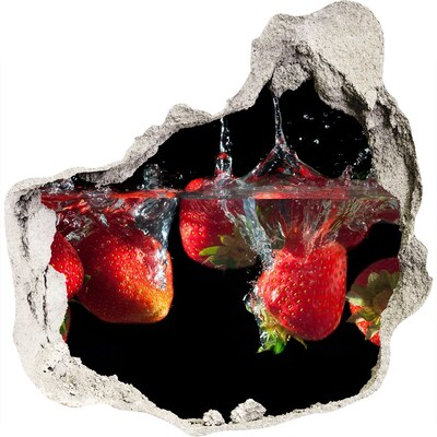 Zelfklevende muursticker 3D gat Fruitige spetter met aardbeien