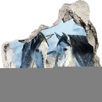 Zelfklevende muursticker 3D gat Paarden in de virtuele ruimte