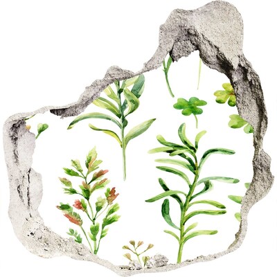 Zelfklevende muursticker 3D gat Een groene oase in beton.