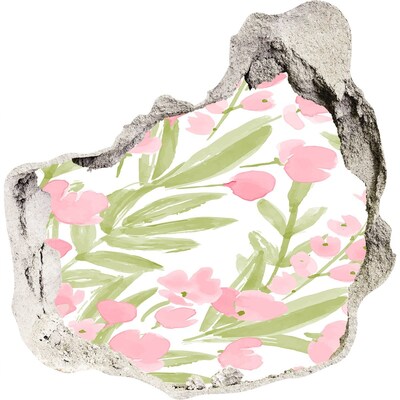 Zelfklevende muursticker 3D gat Gat in de muur bloemenmotief