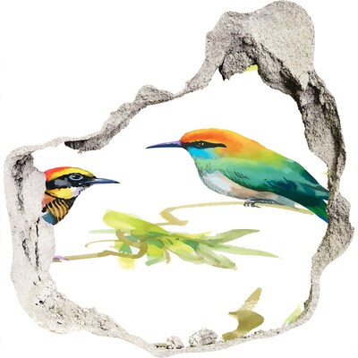 3D wandsticker gat in de muur Vogels in een tropisch paradijs