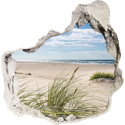 3D muursticker effect gat in de muur Uitzicht op het strand