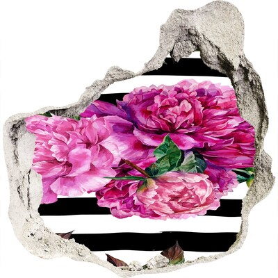 Zelfklevende muursticker 3D gat Hole in the Wall Bloemenmuurschildering