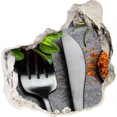 3D wandsticker gat in de muur De culinaire wereld achter de muren