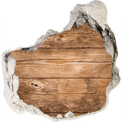 3D muursticker effect gat in de muur Een beschadigde muur met houten planken.