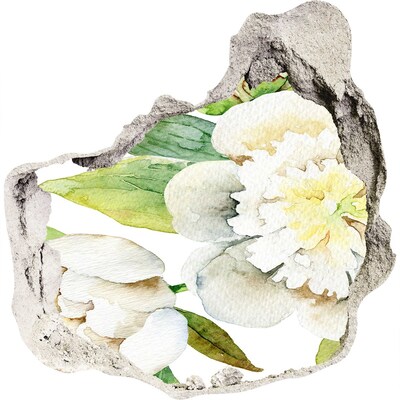 Zelfklevende muursticker 3D gat Bloemen in een verwoeste muur