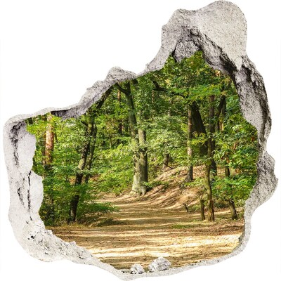 3D muursticker effect gat in de muur Groen bos in een gat in de muur