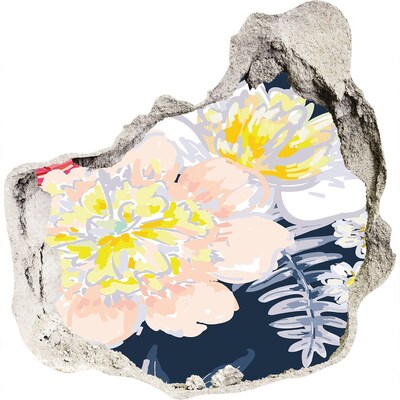 3D muursticker effect gat in de muur Bloementuin achter de muur