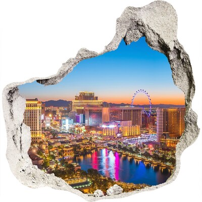 3D muursticker effect gat in de muur Las Vegas 's nachts