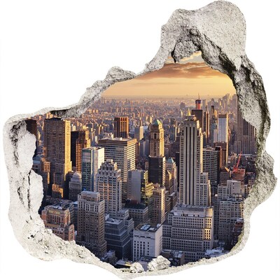 3D wandsticker gat in de muur Uitzicht op New York