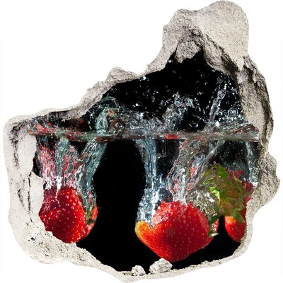 3D muursticker effect gat in de muur Fruitexplosie in het water