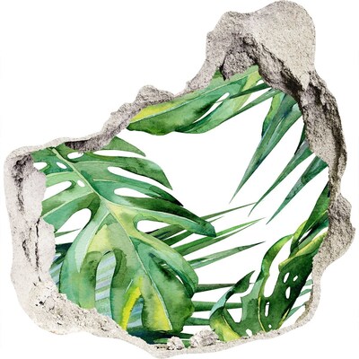 Zelfklevende muursticker 3D gat Groene jungle achter de muur