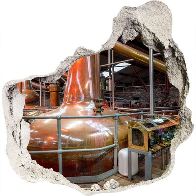 Zelfklevende muursticker 3D gat Interieur van een whiskystokerij