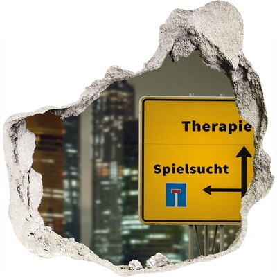 Zelfklevende muursticker 3D gat Stad 's nachts met therapeutische bewegwijzering.