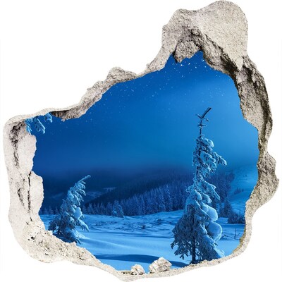 3D wandsticker gat in de muur Winterlandschap in de bergen