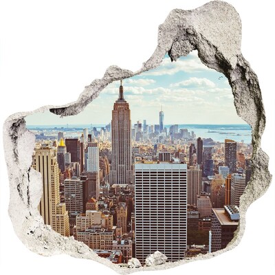 3D muursticker effect gat in de muur Uitzicht op New York