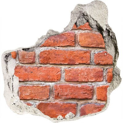 3D wandsticker gat in de muur Een verwoeste bakstenen muur