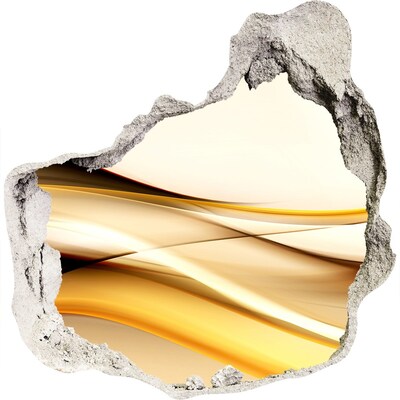 3D muursticker effect gat in de muur Gouden golven in een gat in de muur