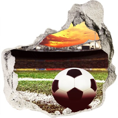 Zelfklevende muursticker 3D gat Voetbalstadion bij zonsondergang