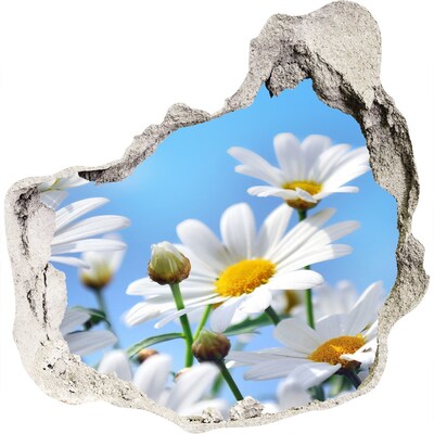 3D muursticker effect gat in de muur Een bloemenparadijs achter de muur.