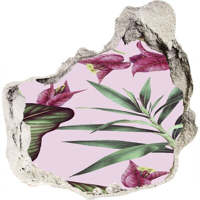 3D muursticker effect gat in de muur Hole in the Wall Bloemenmuurschildering