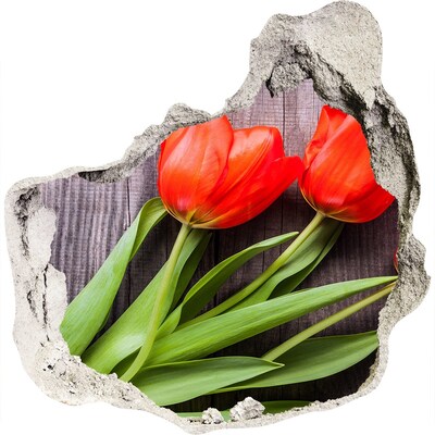 Zelfklevende muursticker 3D gat Bloemen in beton