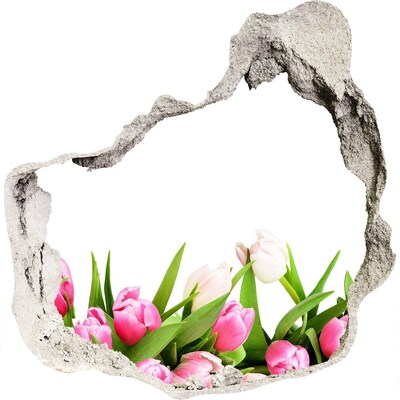 3D muursticker effect gat in de muur Bloemengat in de muur