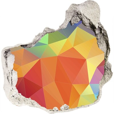 Zelfklevende muursticker 3D gat Kleurrijke geometrische vormen in een gat in de muur