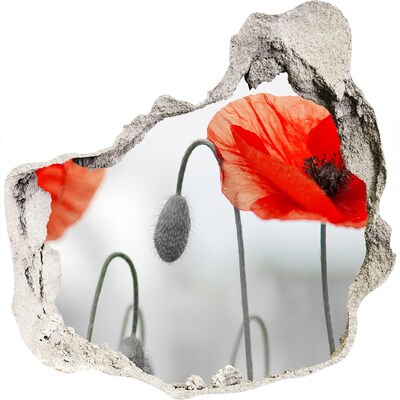 Zelfklevende muursticker 3D gat Bloemen in een gat in de muur