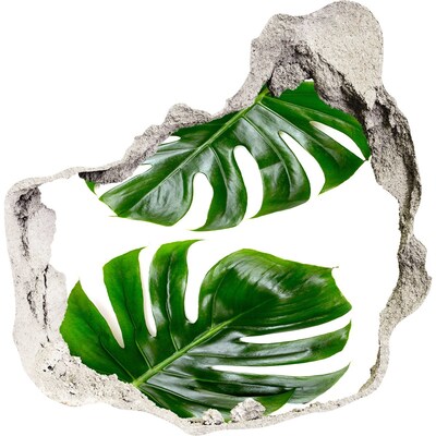 Zelfklevende muursticker 3D gat Groene bladeren in een gat in de muur