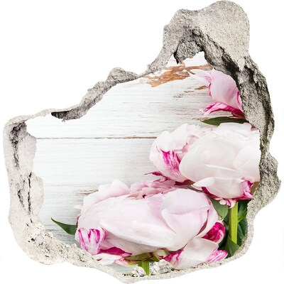 3D muursticker effect gat in de muur Bloemenpracht in een betonnen gat