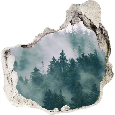 Zelfklevende muursticker 3D gat Groen bos in de wolken