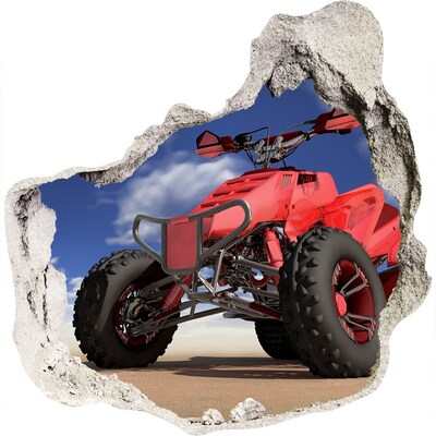 3D wandsticker gat in de muur Rode quad in een woestijnlandschap