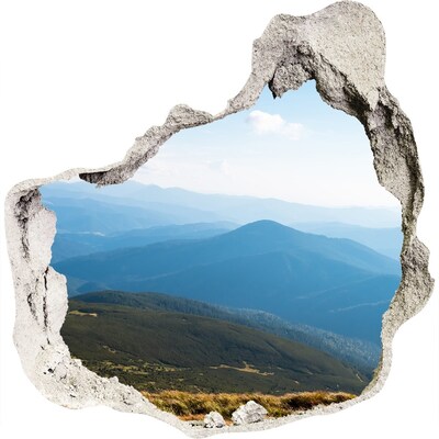 3D wandsticker gat in de muur Berglandschap achter het gat in de muur