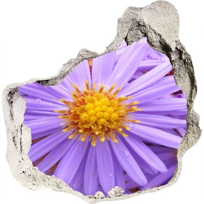 3D muursticker effect gat in de muur Bloem in beton